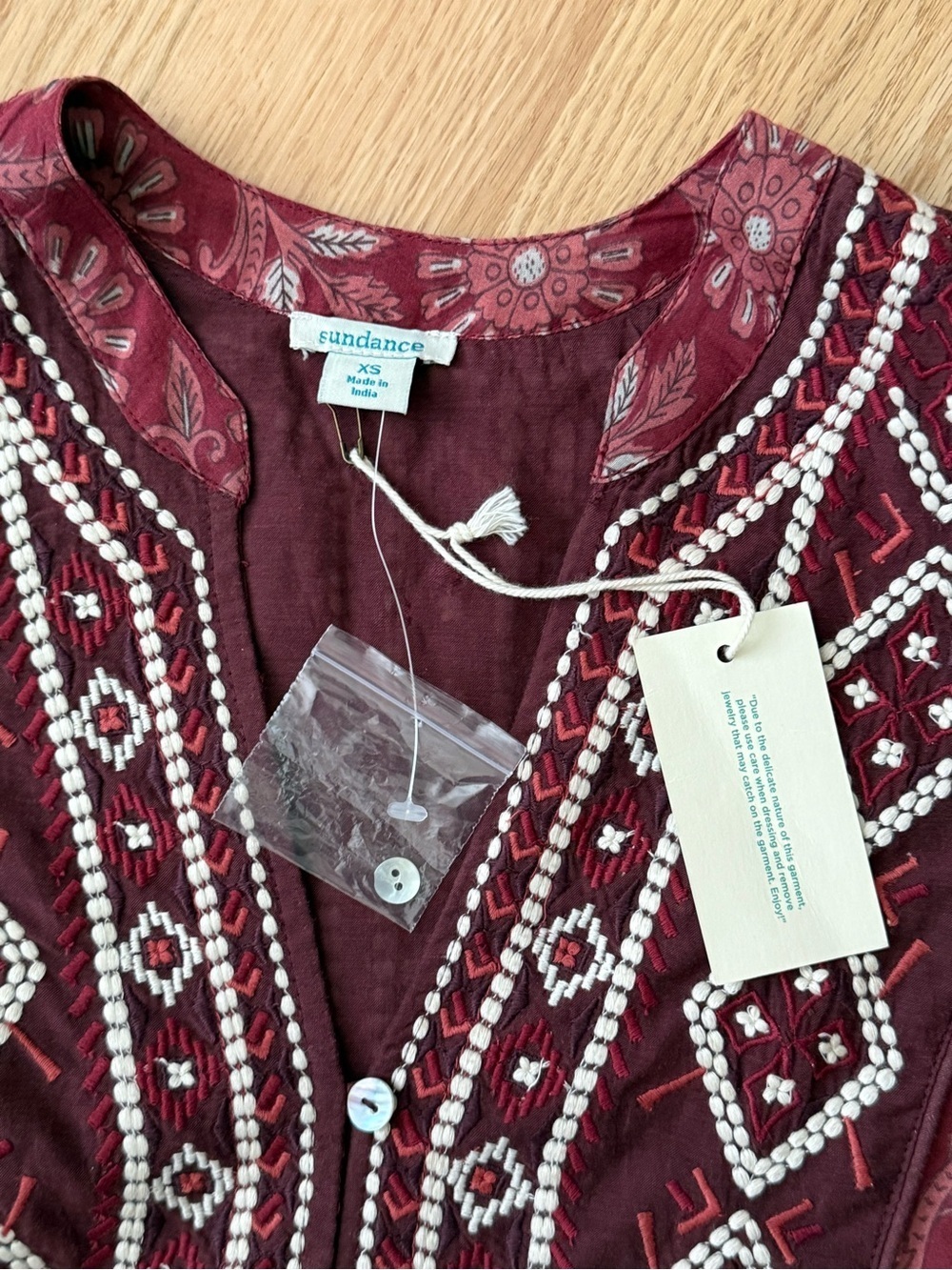 NEW Sundance Lizet Dress Embroidered Puff Sleeve Cotton Blend Boho Size XS - Picture 6 of 15